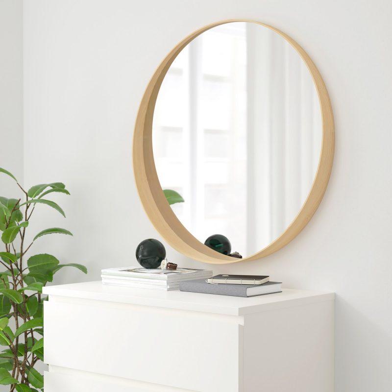 miroir rond en bois