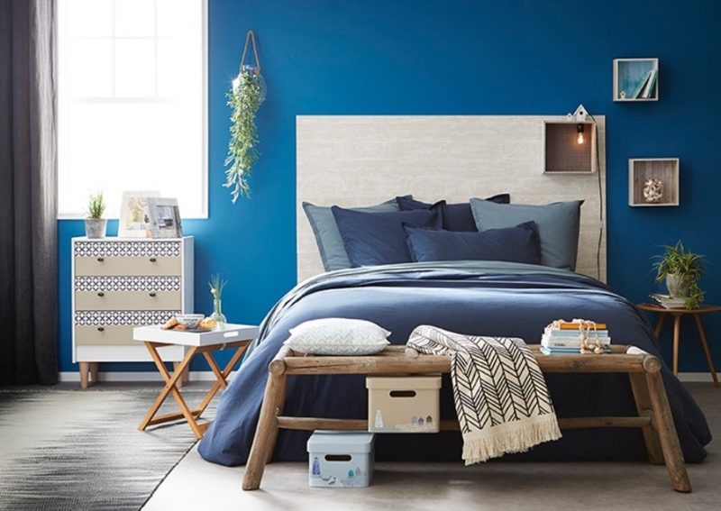 chambre adulte bleue pour une déco été