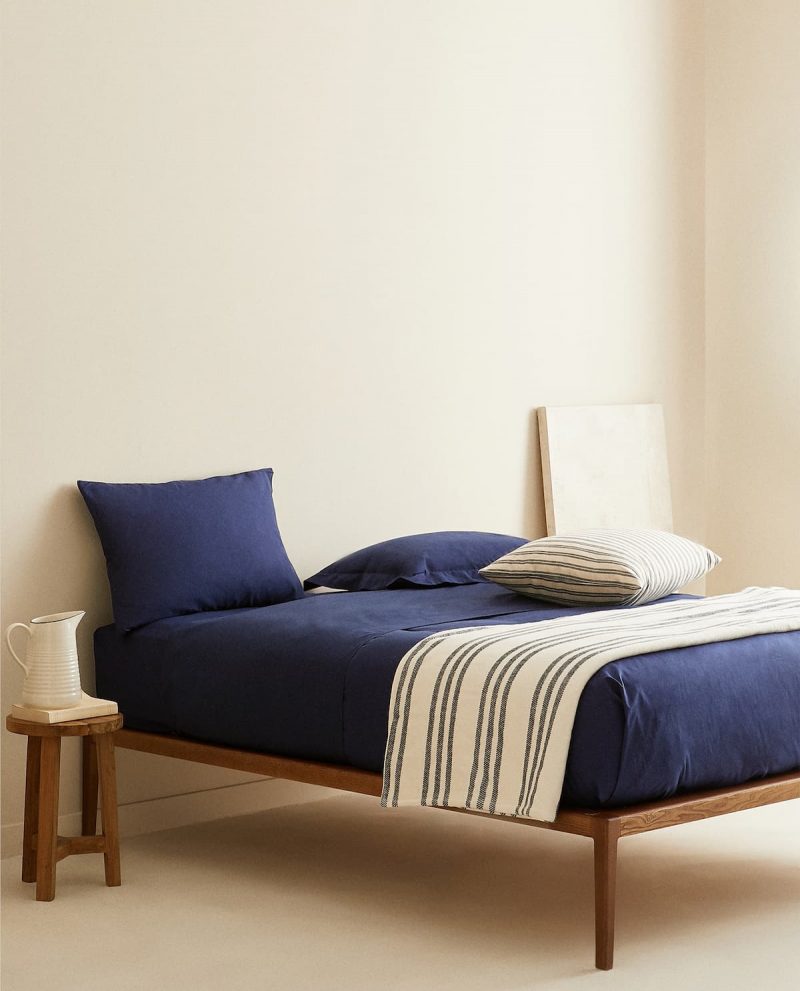linge de lit bleu pour une déco été