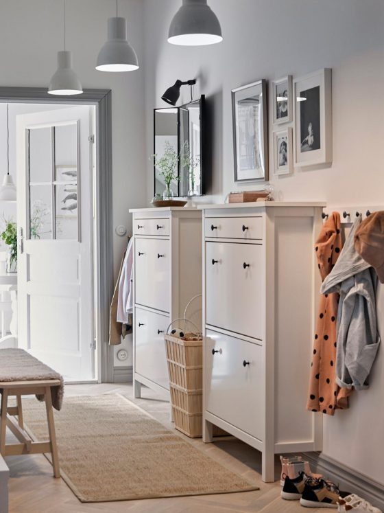 armoire à chaussures en aménagement couloir style scandinave